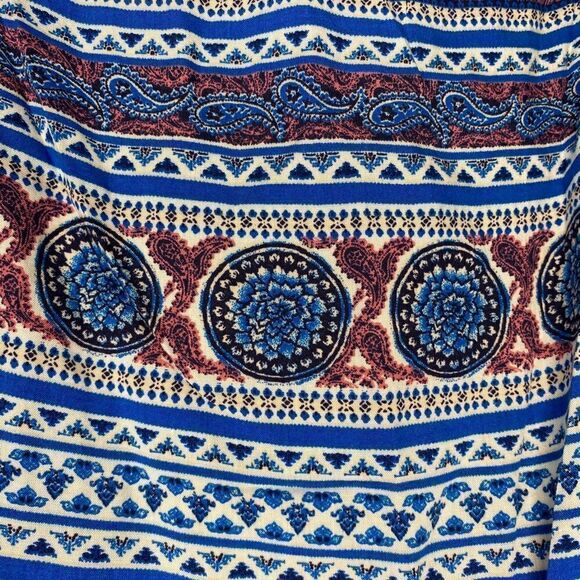 Kori America Women’s Blue Boho Cold Shoulder Top Size Medium - Picture 4 of 6